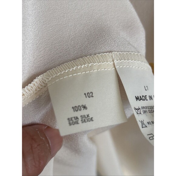 EUC VTG Marina Rinaldi 100% Silk Button Shirt Womens Ivory Size 29 XL Sz 20 - Picture 11 of 11